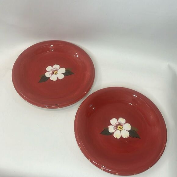 Oneida Kitchen Saucers Sunset Bouquet Hand Painted 8 In Round Set 2 Floral Red - Picture 1 of 5